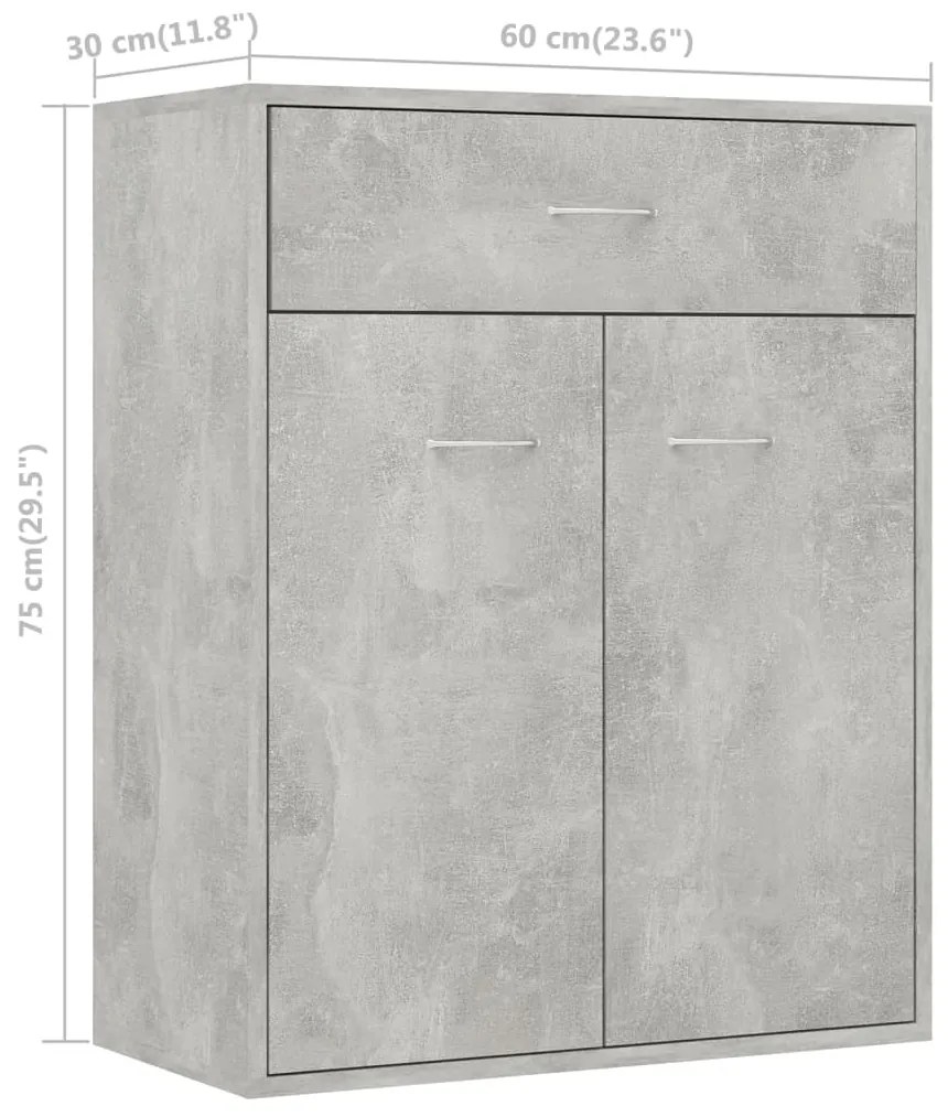 Aparador 60x30x75 cm contraplacado cinzento cimento