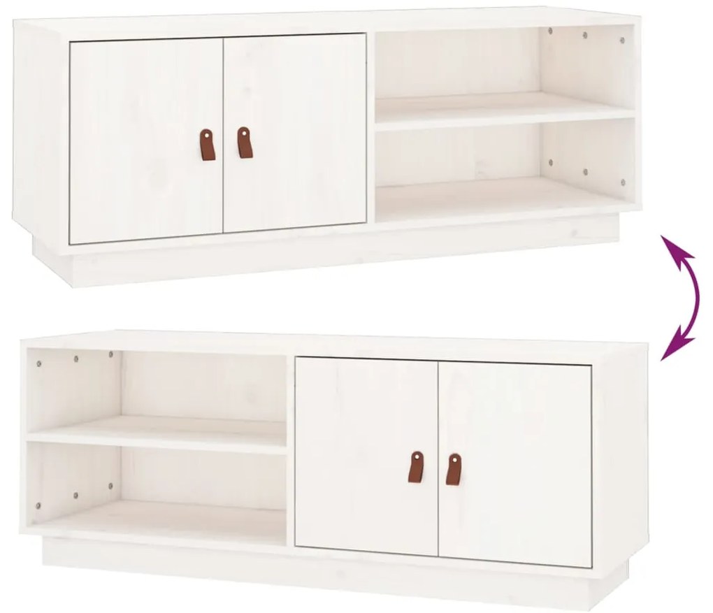 Móvel de TV 105x34x40 cm madeira de pinho maciça branco