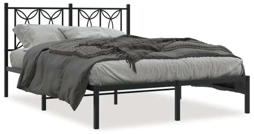 Estrutura de cama com cabeceira 135x190 cm metal preto
