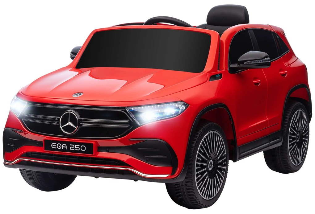 HOMCOM Carro Elétrico Mercedes-Benz EQA 12V Música Buzina Velocidade Ajustável Vermelho 111,5x69x52,5 cm