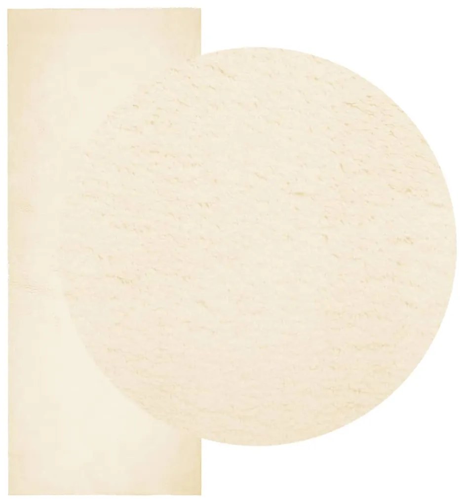Tapete pelo curto macio e lavável HUARTE 80x200 cm cor creme