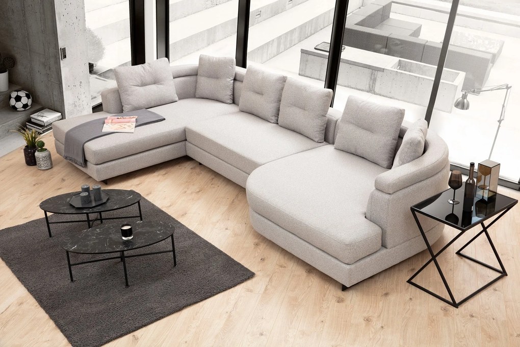 Sofá de Canto Padova Corner – Cinzento Claro – 140 cm x 385 cm x 200 c