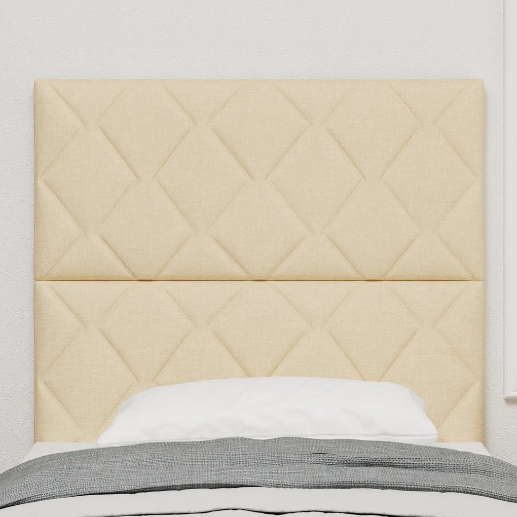 Cabeceira vidaXL Design de Blocagem de Diamante Creme 90 cm Tecido, Ca