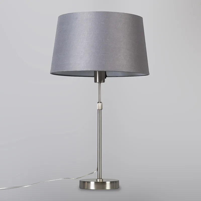Candeeiro de mesa em aço com cúpula cinzenta 35 cm ajustável - Parte Moderno