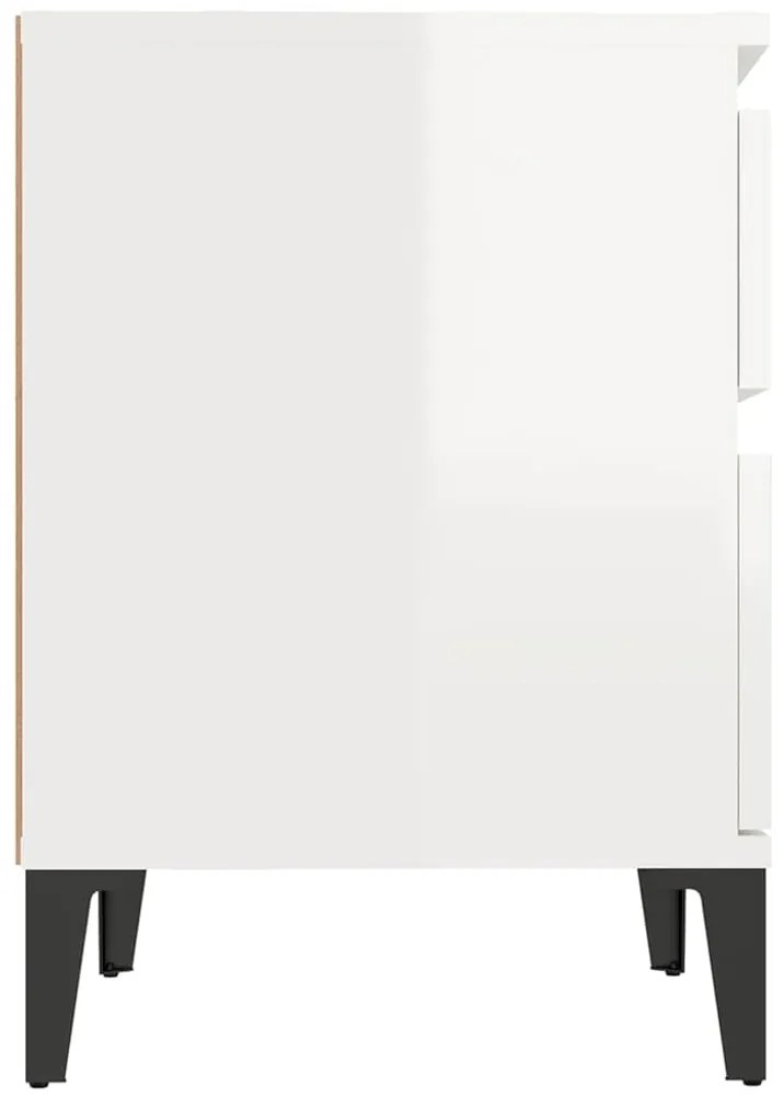 Mesa de cabeceira 40x35x50 cm branco brilhante