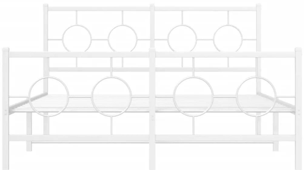 Estrutura de cama com cabeceira e pés 135x190 cm metal branco