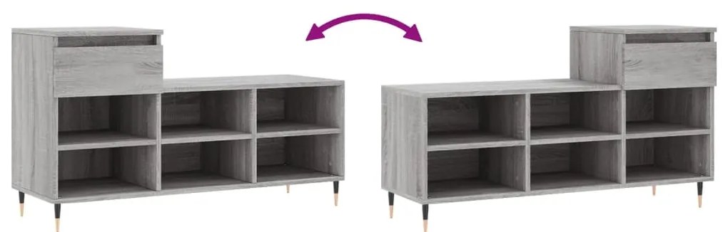 Sapateira - 102x36x60 cm - Derivados de Madeira - Cinzento Sonoma