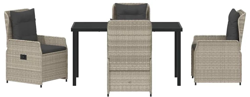 Conjunto de Jantar para o Jardim com 5 Peças Cinza Claro em Rattan Sin