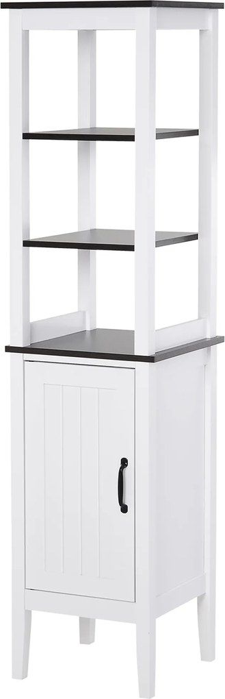 HOMCOM Móvel de Banheiro Alto e Estreito, Móvel para Banheiro Salva-Espaço com 3 Prateleiras Abertas, Prateleira Regulável, para Lavanderia, 40x38x162.5 cm, Branco | Aosom Portugal