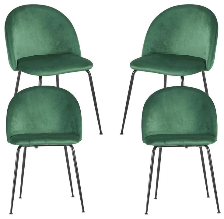 Pack 4 Cadeiras Black Dalnia Veludo - Verde