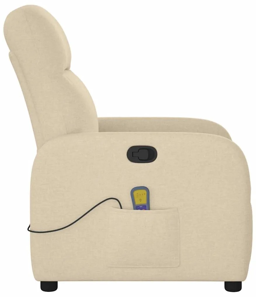 Poltrona de massagens reclinável tecido cor creme