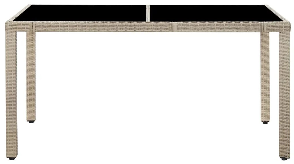 7 pcs conjunto jantar exterior com almofadões vime PE bege