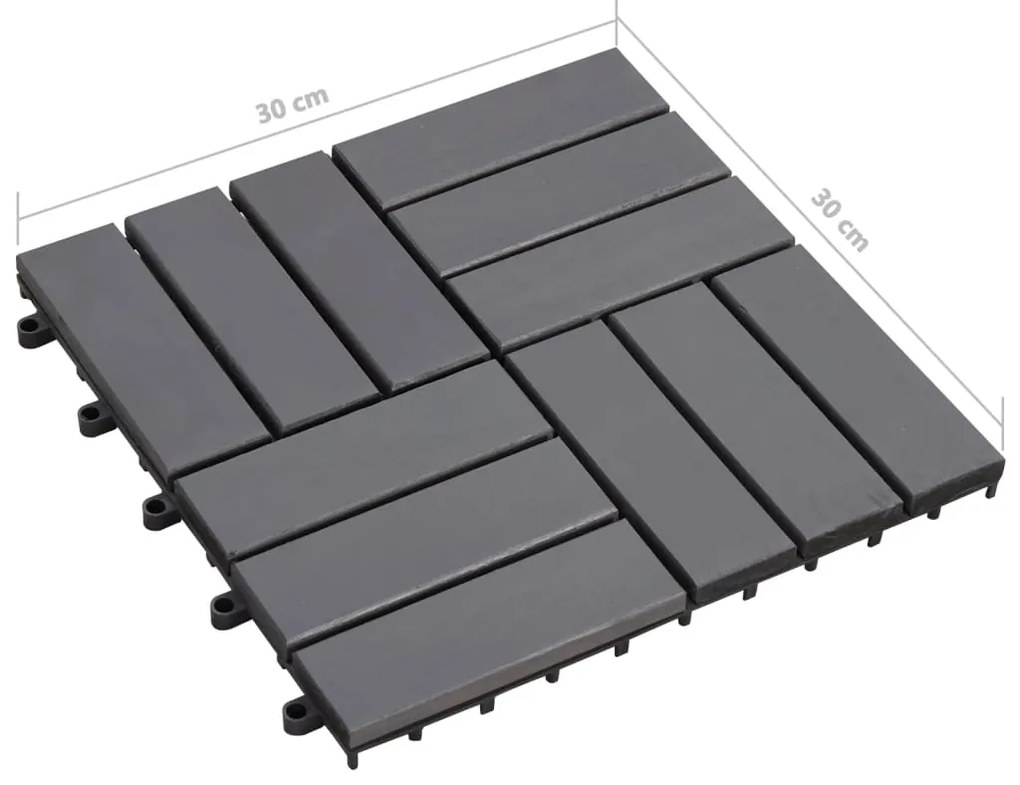 Ladrilhos de terraço 20 pcs 30x30 cm acácia maciça cinzento