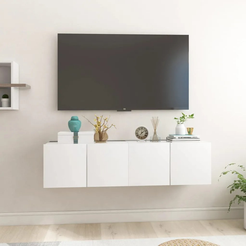 Móveis de TV para parede 2 pcs 60x30x30 cm branco