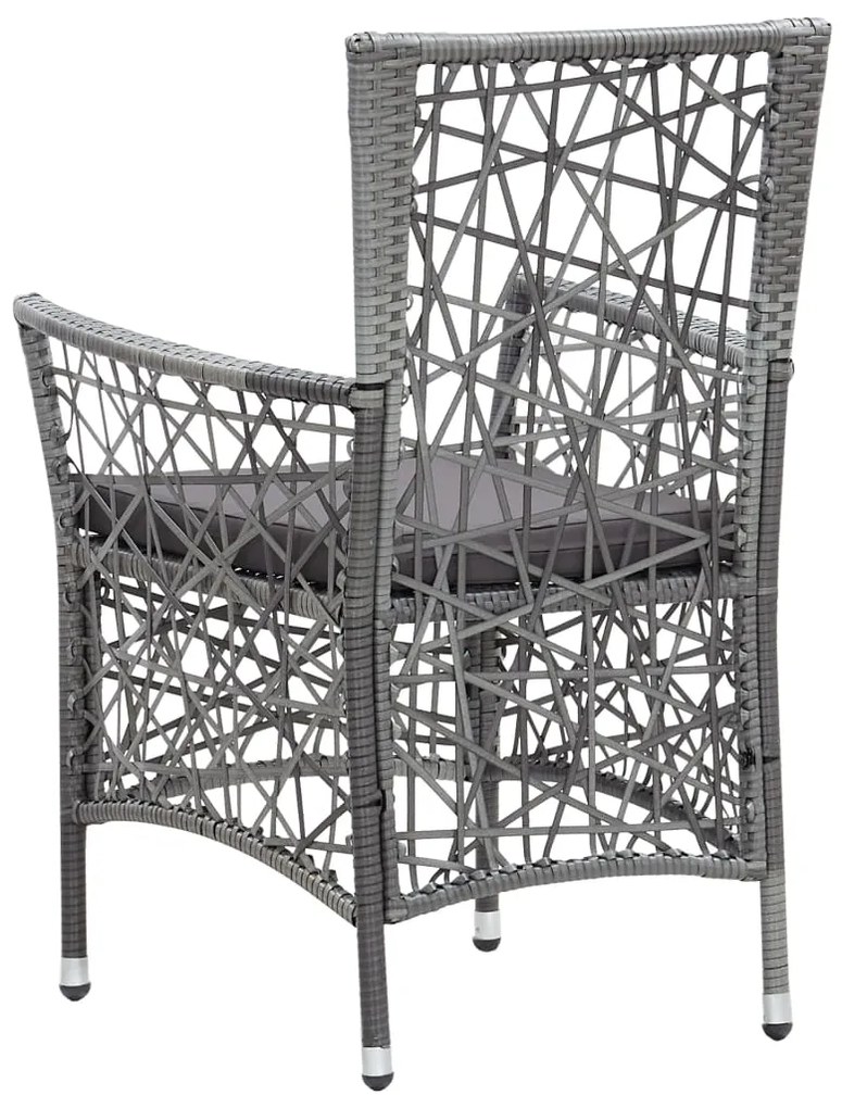 7 pcs conjunto de jantar para exterior vime PE cinzento