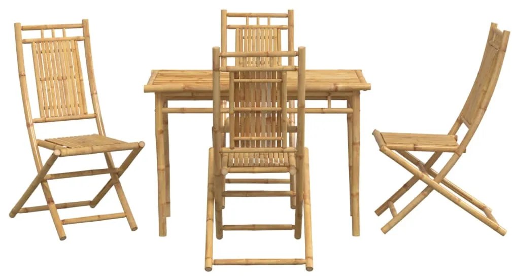 5 pcs conjunto de jantar para jardim bambu