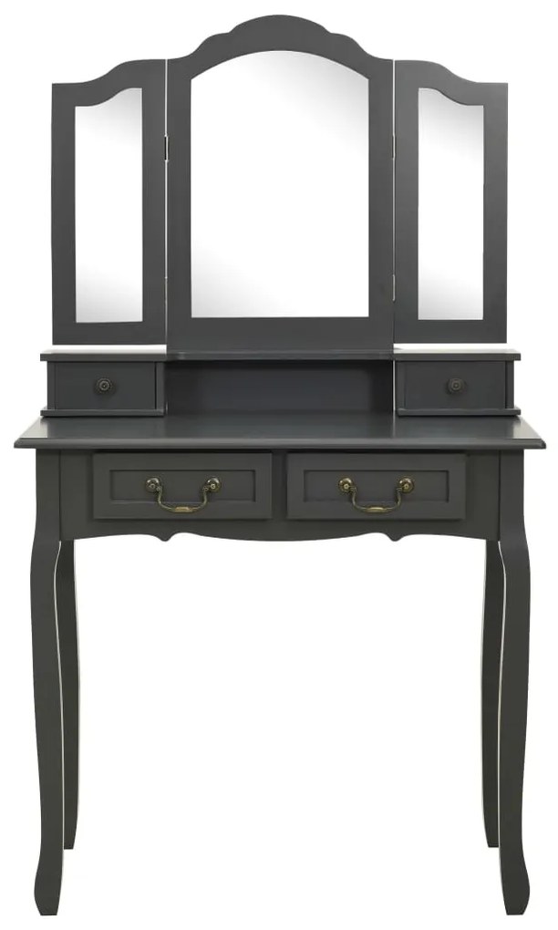 Conj. toucador com banco 80x69x141 cm madeira paulownia cinza