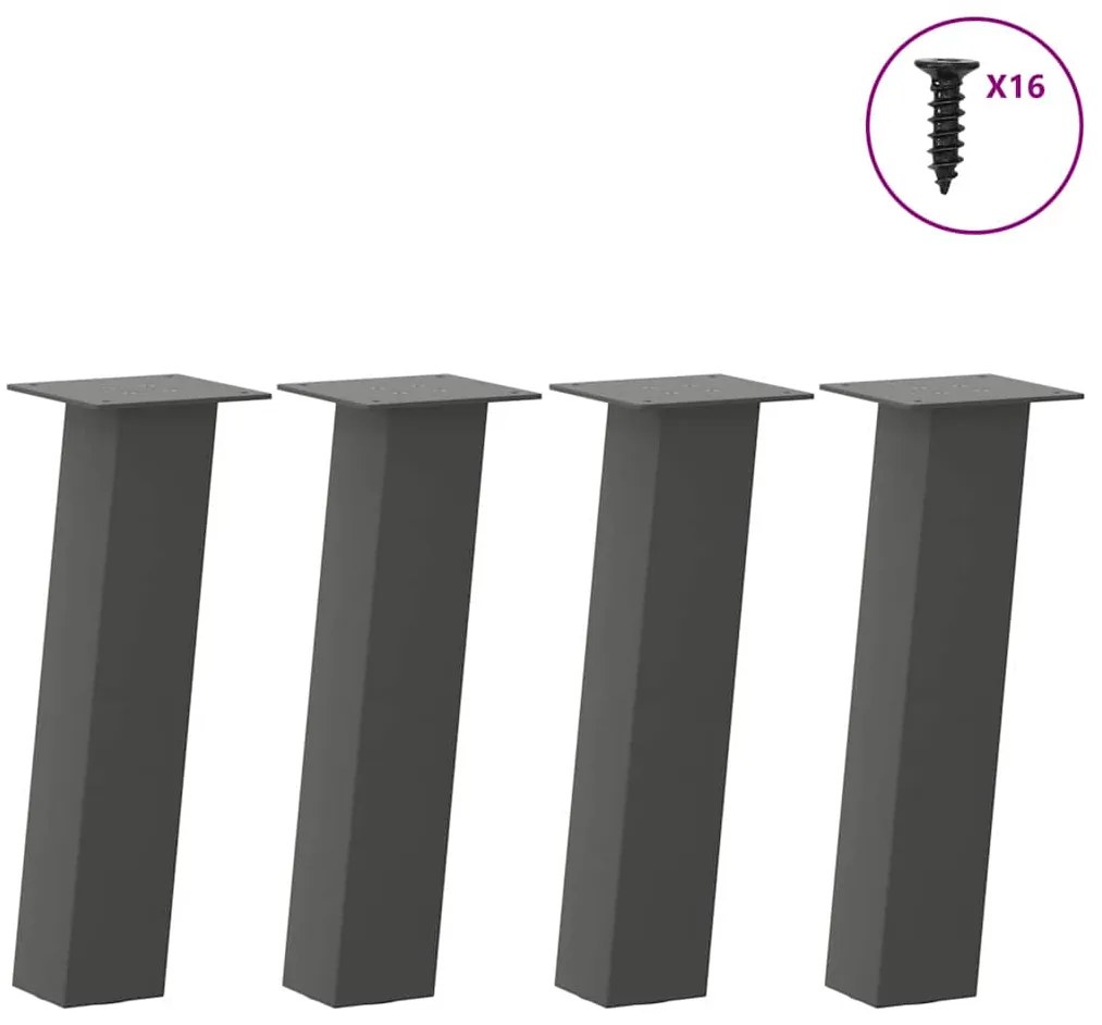 vidaXL Pés para mesa de centro 4 peças antracite 42 cm aço