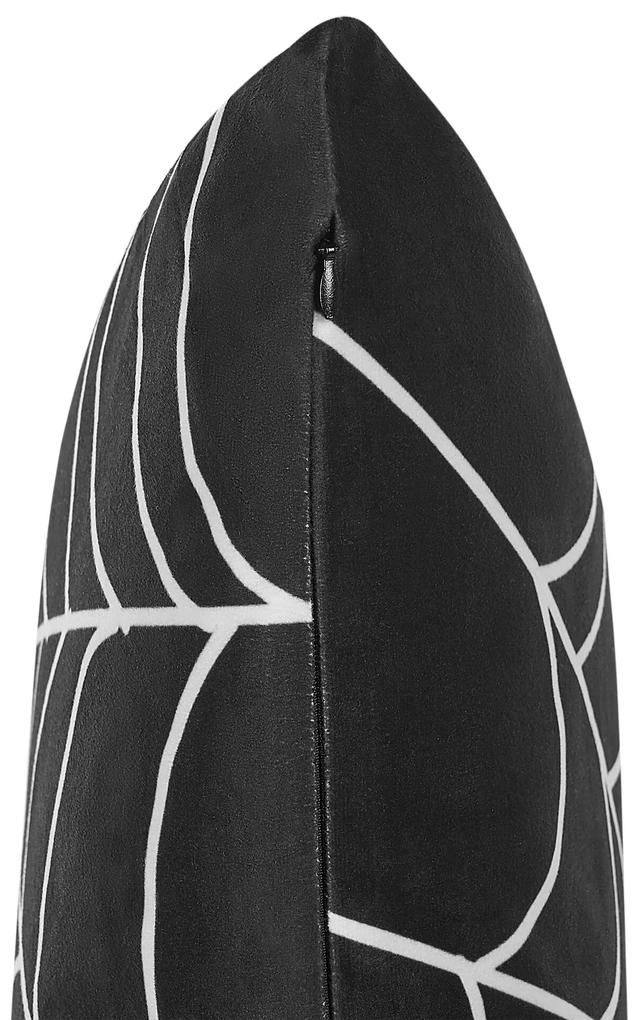 Almofada decorativa em veludo preto e branco 45 x 45 cm LYCORIS Beliani