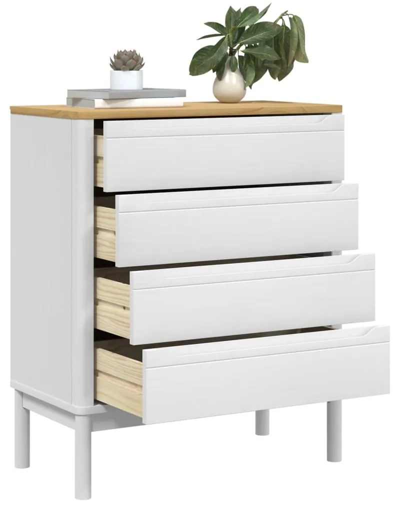 Cómoda FLORO madeira de pinho maciça branco