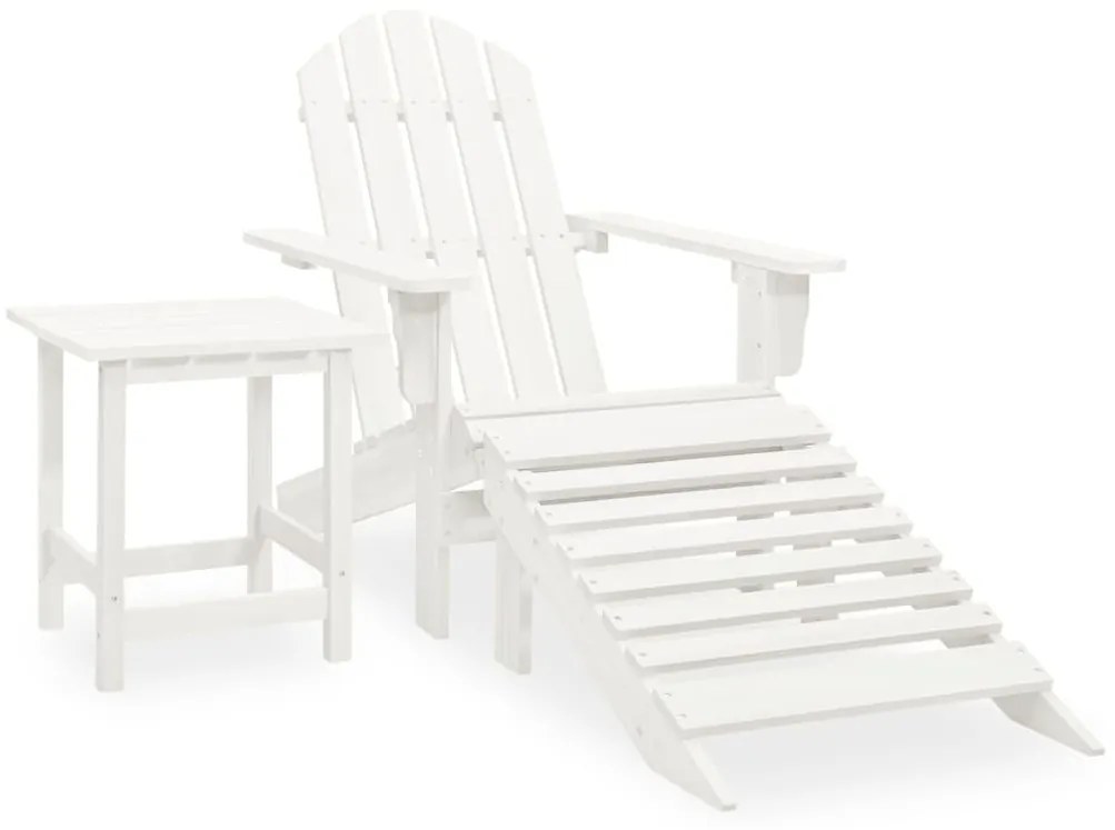 Cadeira de jardim Adirondack c/ otomano e mesa abeto branco