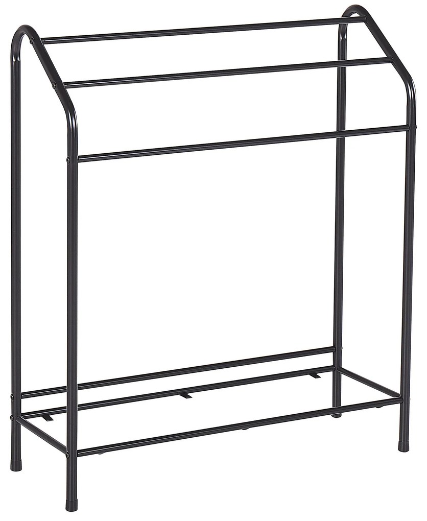 Toalheiro de pé metálico com prateleira preto e castanho escuro 72 x 85 cm MURIVA Beliani