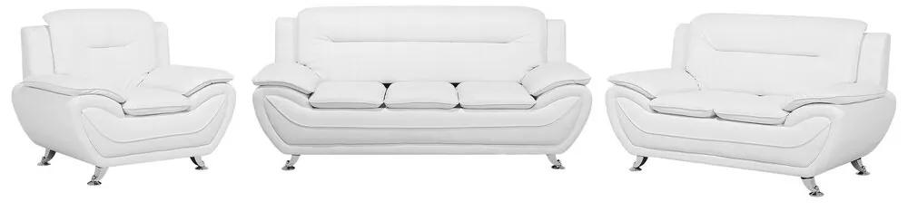 Conjunto de sofás com 6 lugares em pele sintética branca LEIRA Beliani