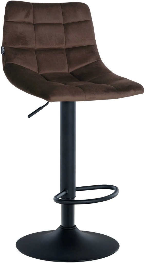 Conjunto de 2 bancos de bar Jerry em veludo com estrutura preta 87-108,5 x 43 x 46,5 cm Castanho