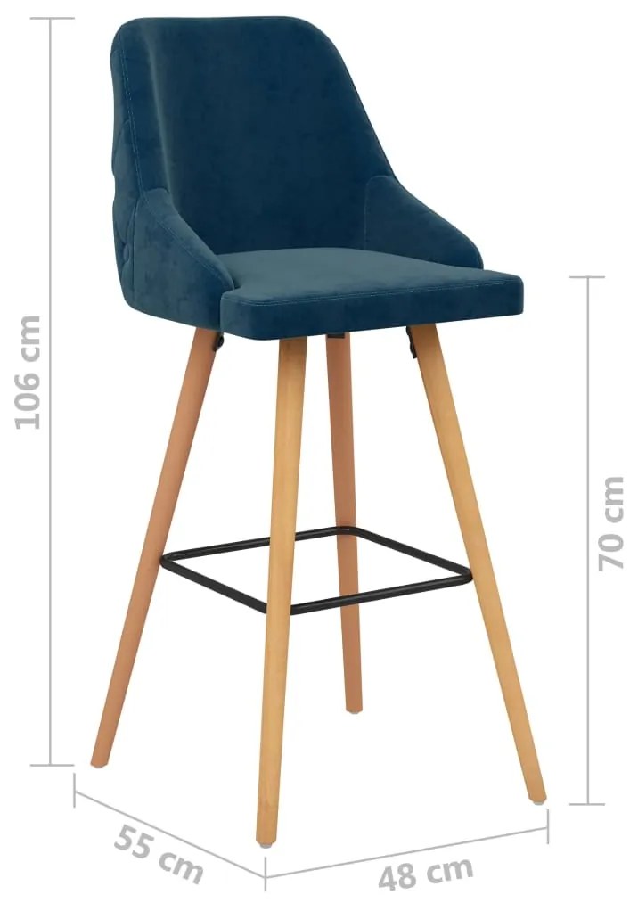 Bancos de bar 2 pcs veludo azul