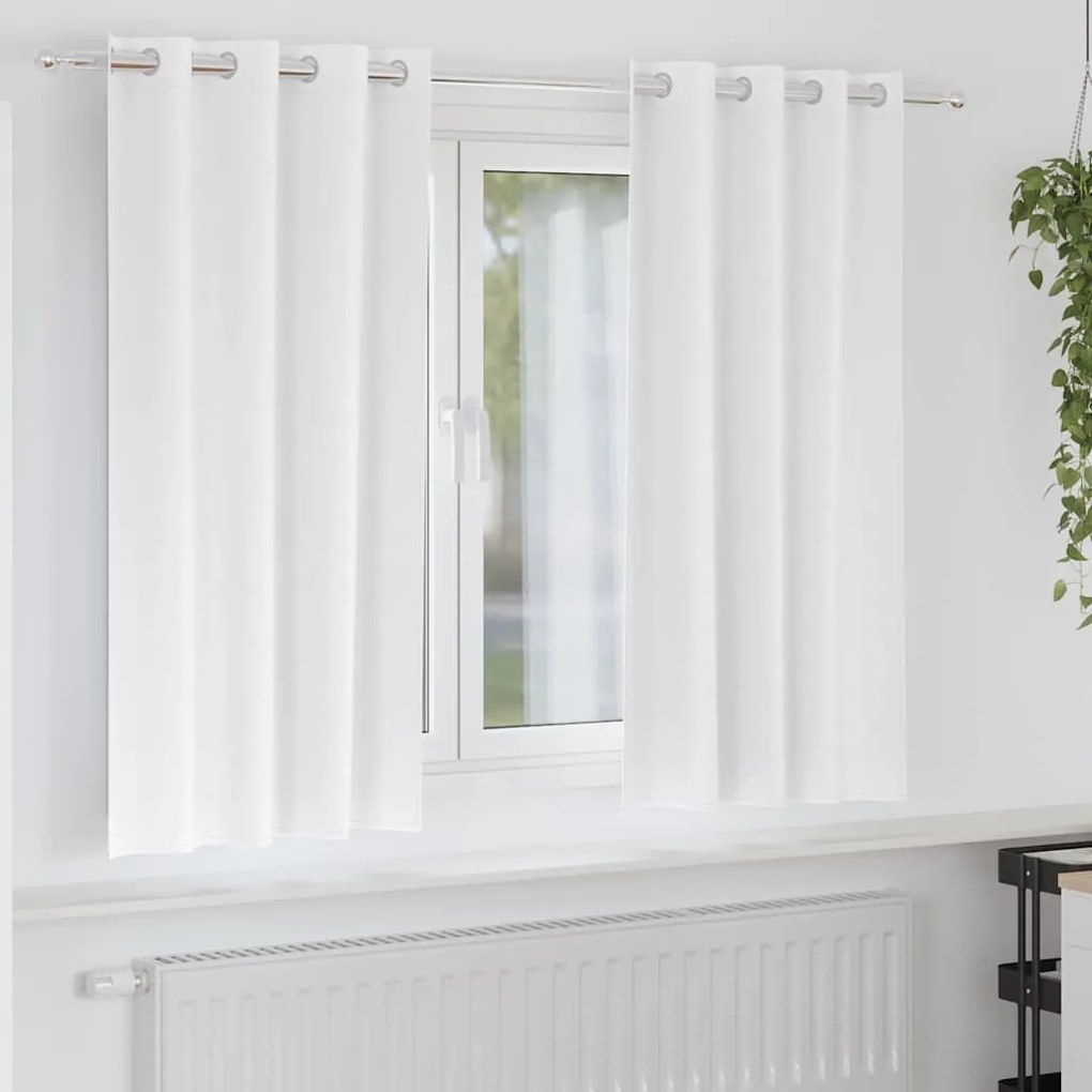 vidaXL Cortinas Blackout com Argolas 2 pcs Branco Puro 175 x 140 cm