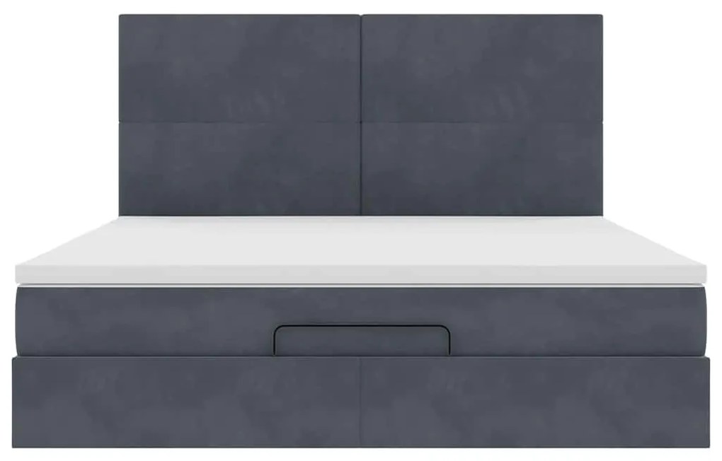 Estrutura cama otomana colchões 180x200 cm cinzento escuro