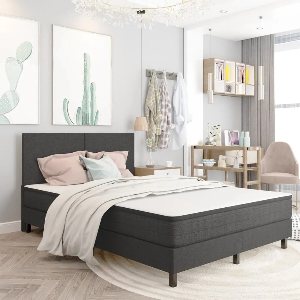 287458 vidaXL Cama boxspring 180x200 cm tecido cinzento