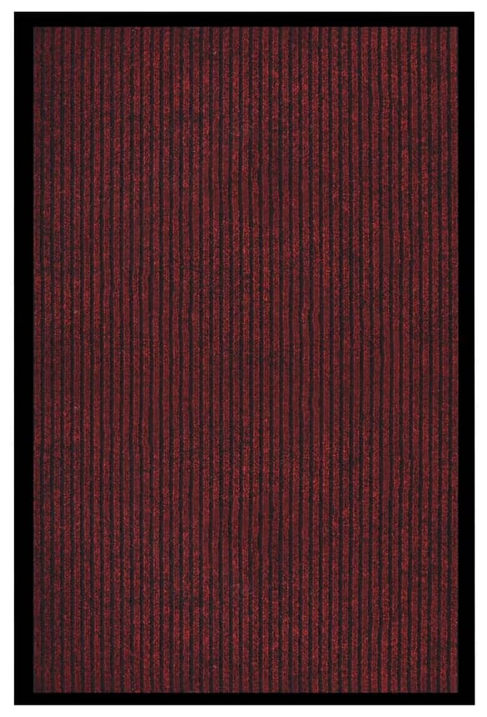 Tapete de porta às riscas 80x120 cm vermelho