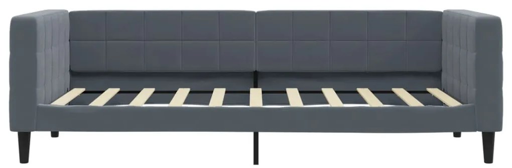 Sofá-cama com colchão 90x190 cm veludo cinzento-escuro