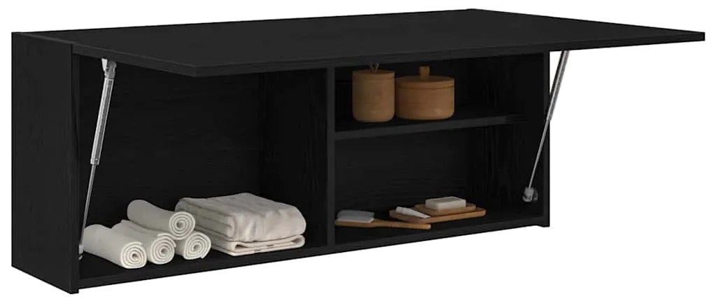 Armário parede p/ casa banho 100x25x40 cm deriv. madeira preto