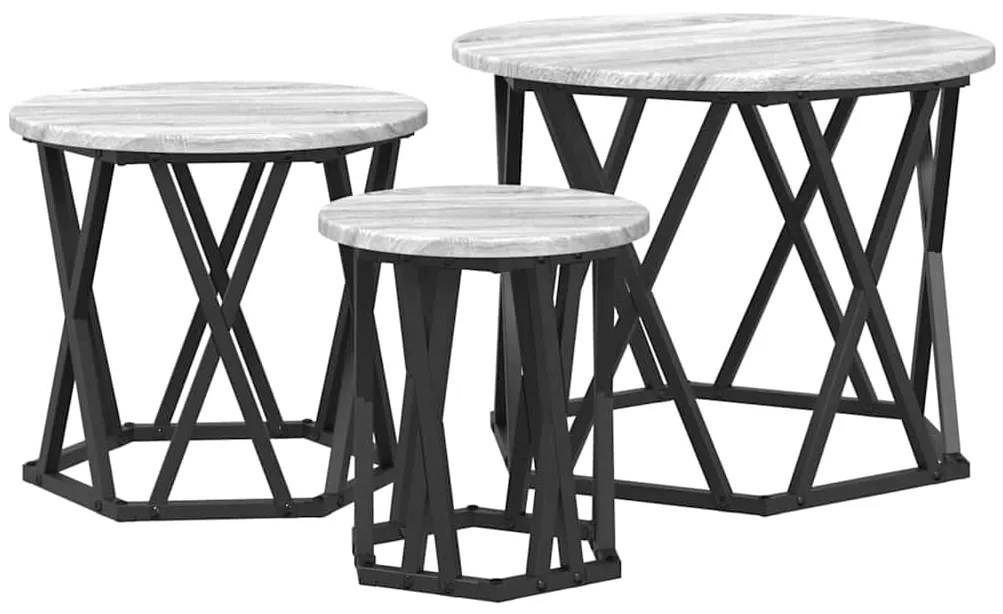 Mesas Laterais Empilháveis 3 pcs Cinza Sonoma Madeira Engenheirada