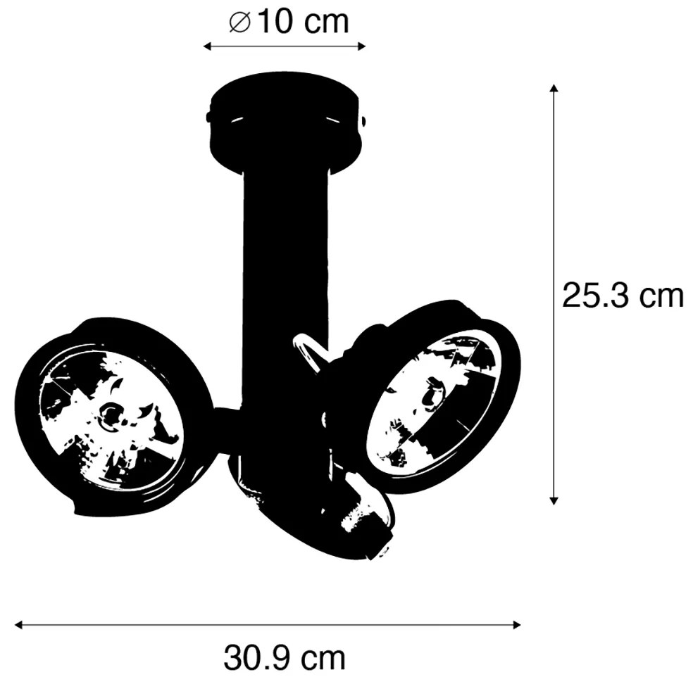 Foco moderno preto ajustável de 3 luzes - Goes