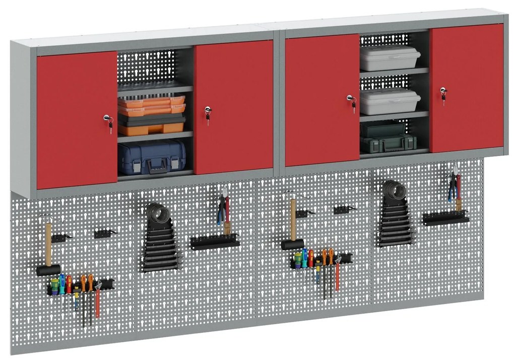 Conjunto de gabinete e painel de ferramentas de 4 peças montado na par