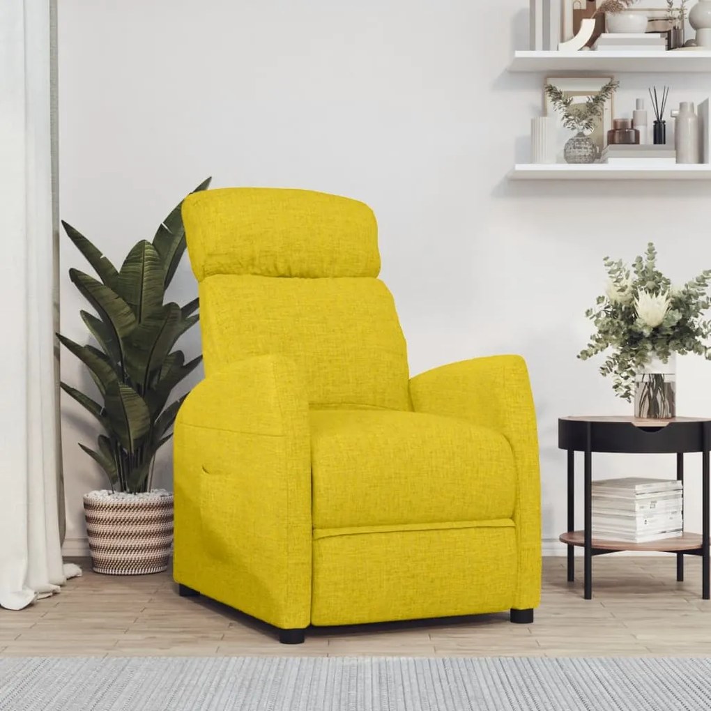 3098318 vidaXL Poltrona reclinável elétrica tecido amarelo-claro