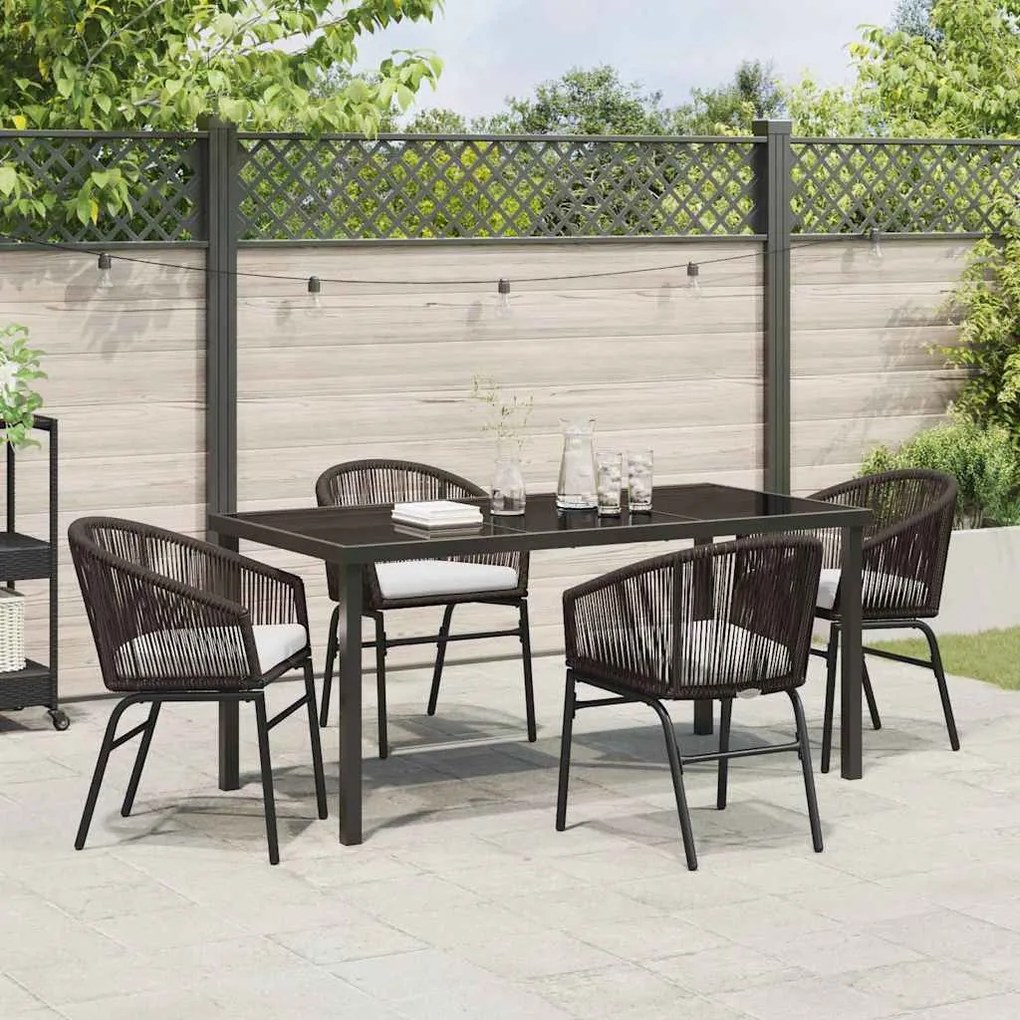 Conjunto de Jantar de Jardim com 5 Peças e Almofadas em Rattan de Poli