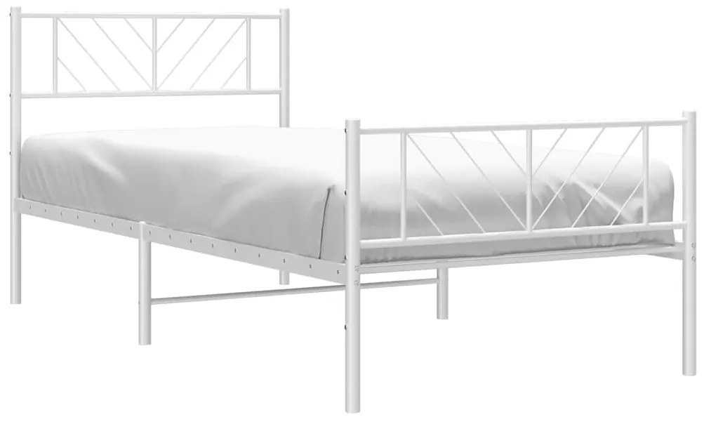 Estrutura de cama com cabeceira e pés 100x190 cm metal branco