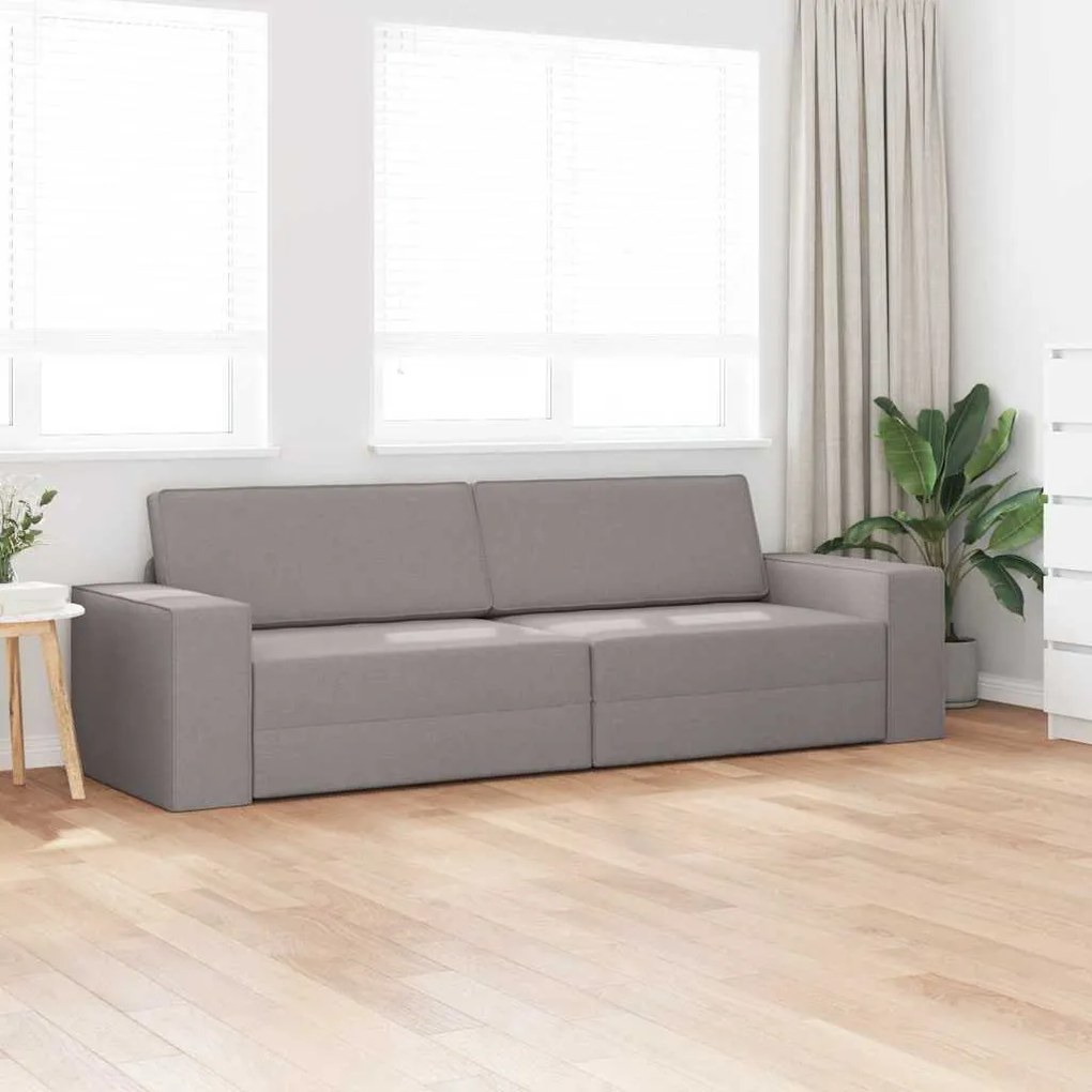 Sofá-Cama de Chão 2 em 1 Taupe 245x150x60.5 cm Tecido