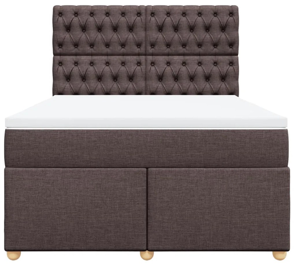 Cama com molas/colchão 140x190 cm tecido castanho-escuro