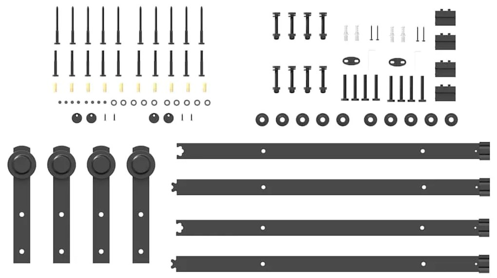 Kit de ferragens para porta deslizante 305 cm aço preto