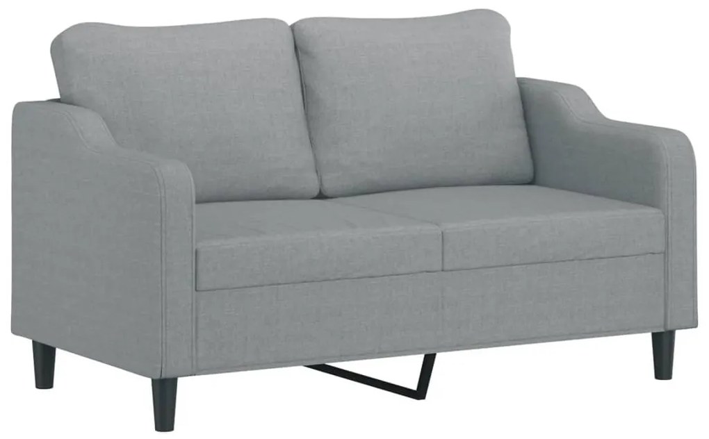 Sofá 2 lugares + almofadas decorativas 140cm tecido cinza-claro