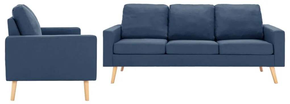 vidaXL 2 pcs conjunto de sofás tecido azul