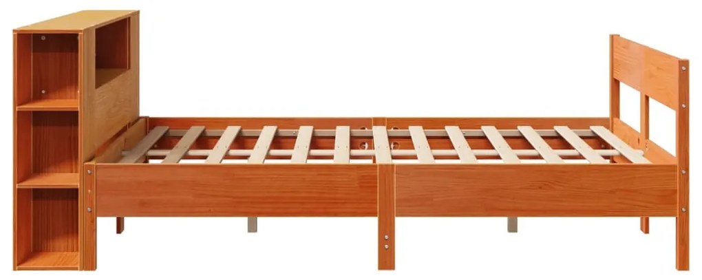 Cama c/ estante sem colchão 120x190cm pinho maciço castanho-mel