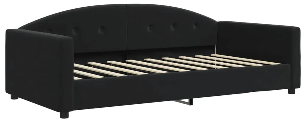 Sofá-cama com gavetão e colchões 90x190 cm veludo preto