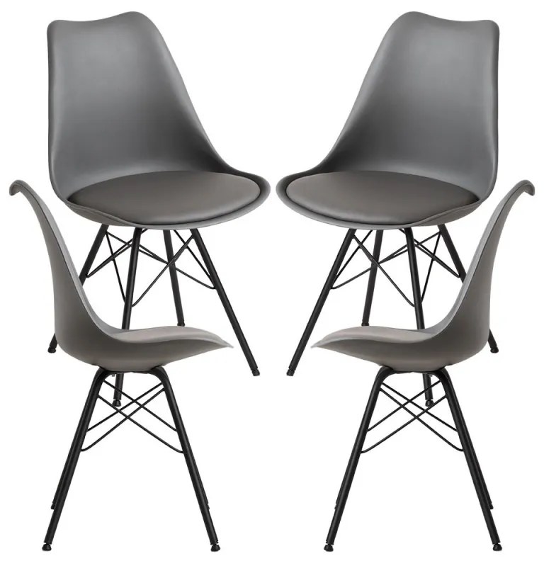 Pack 4 Cadeiras Tilsen Metalizado - Cinza escuro