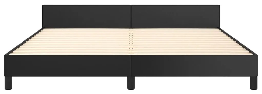 Estrutura de cama c/ cabeceira 180x200cm couro artificial preto